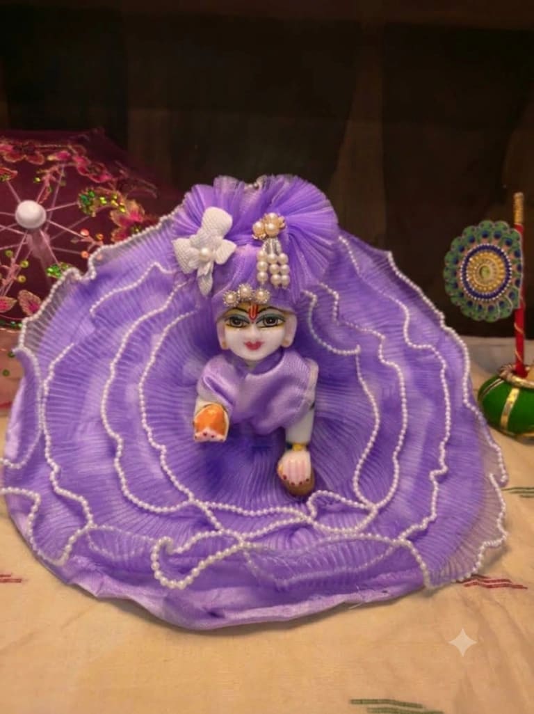 Purple Pearl-Embellished Laddu Gopal Poshak