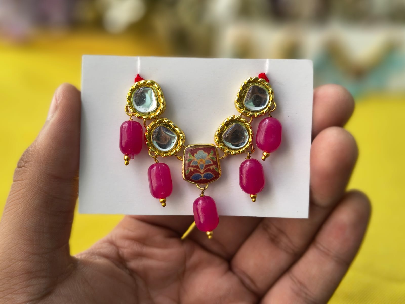 Kundan And Beads Pink Green