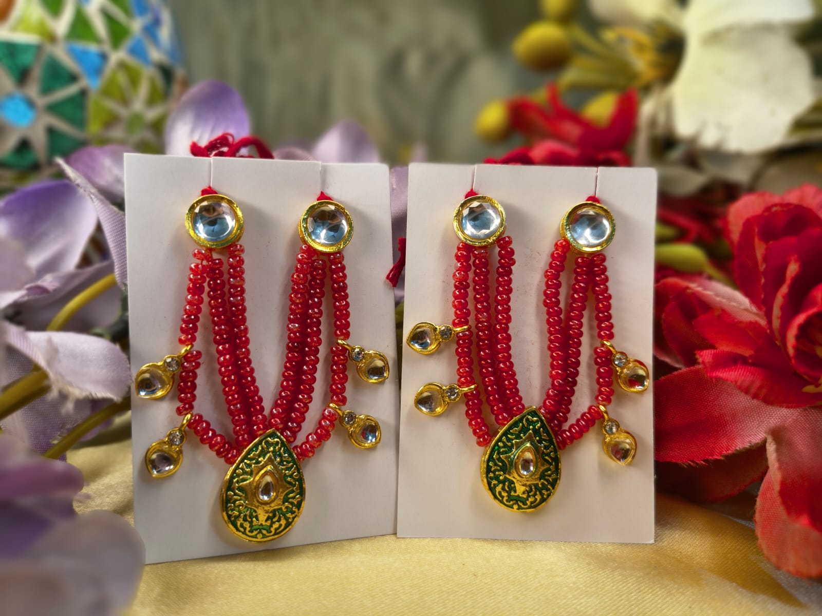 Meenakari & Red Bead Mala