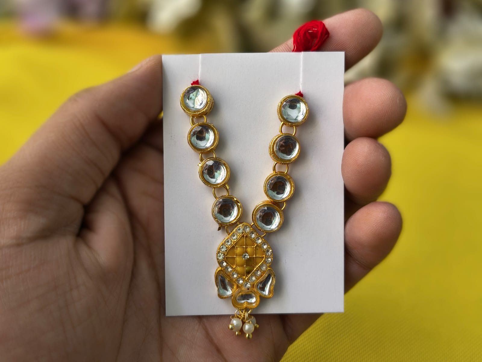 Royal Kundan Mala Yellow