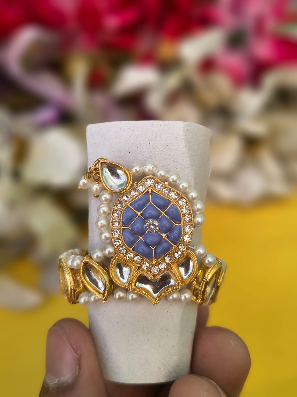 Desingner Kundan Mukut Blue