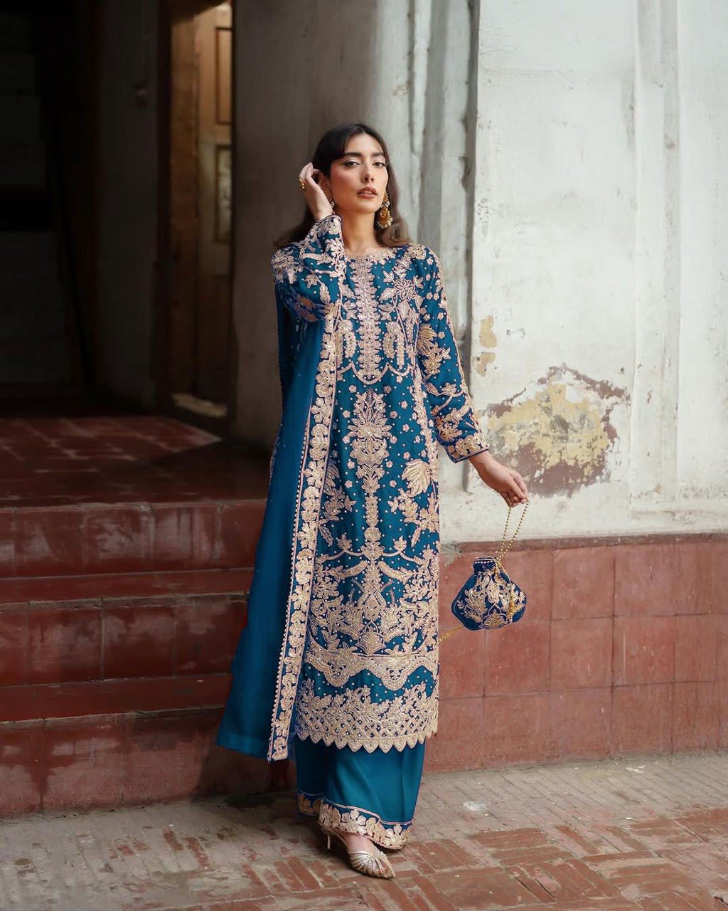 Elegant Embroidered Sequence Designer Suit - Three Piece Set