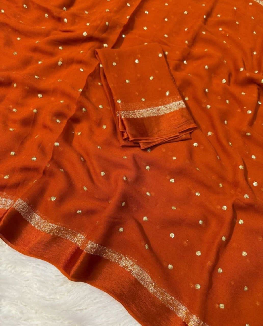 Pure Satin Patta Viscose Georgette Saree with Fancy Sequins Work - View 3