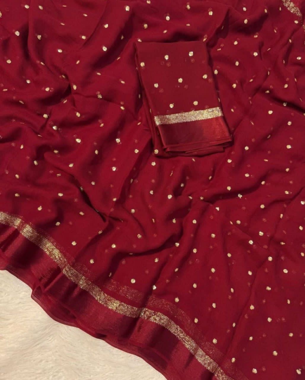 Pure Satin Patta Viscose Georgette Saree with Fancy Sequins Work - View 4