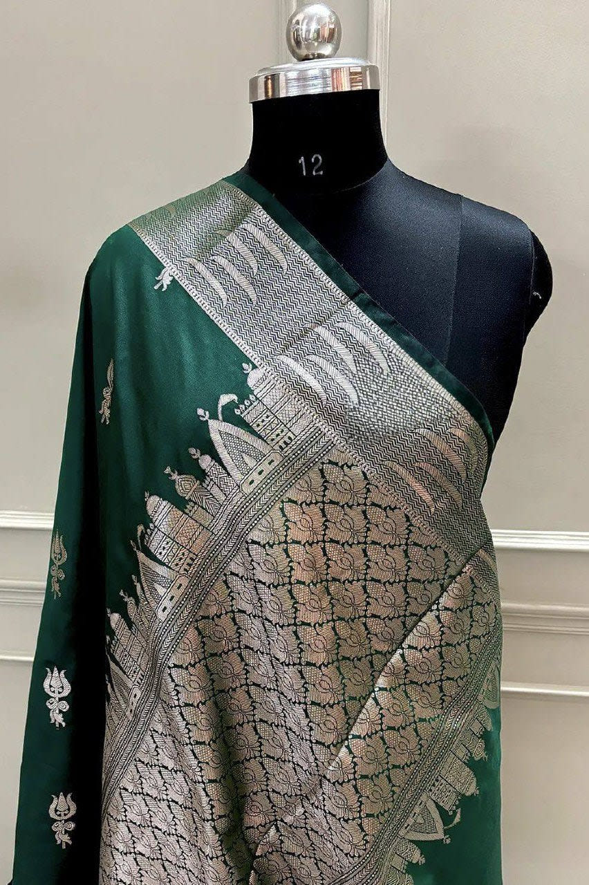 Beautiful Premium Banarasi Ghat Design Silk Saree - View 3