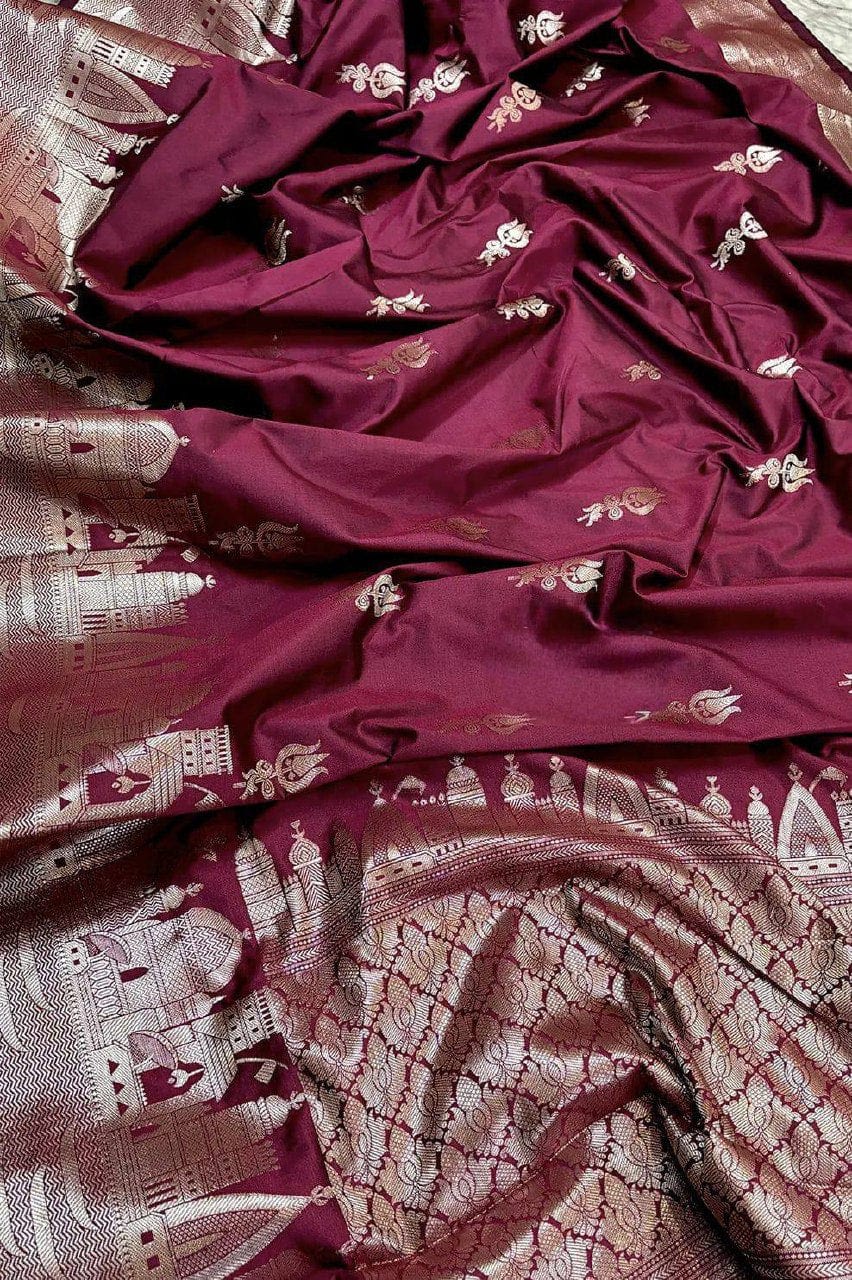 Beautiful Premium Banarasi Ghat Design Silk Saree - View 9