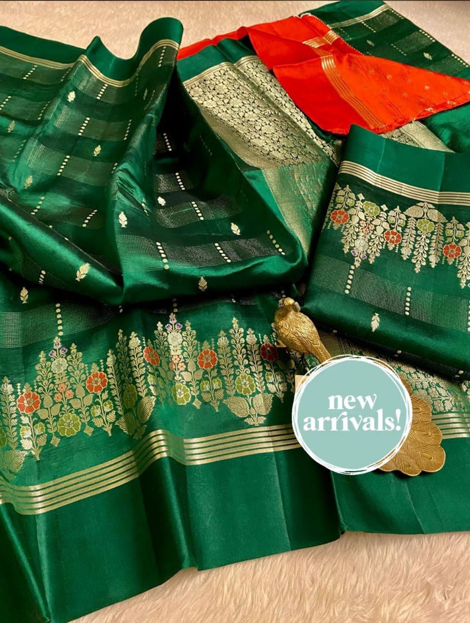 City of Banaras - Banarasi Daybal Rao Mango Soft Silk Saree