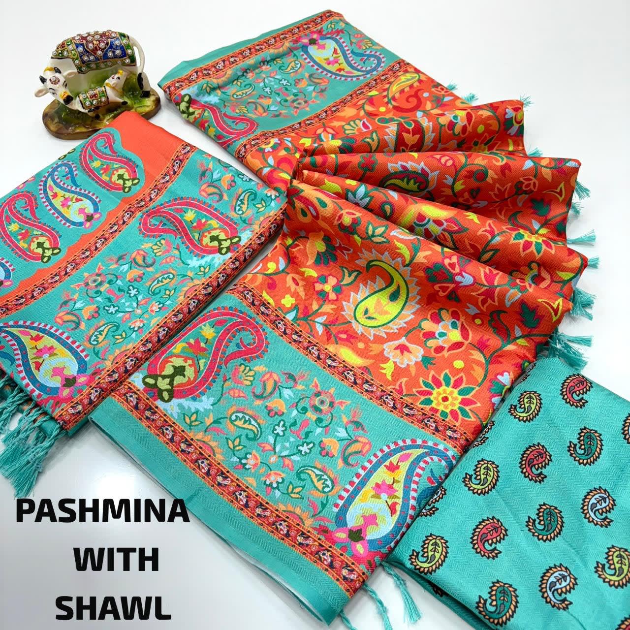 Digital Premium Pashmina Saree with Shawl - Exclusive Hit Design - View 7