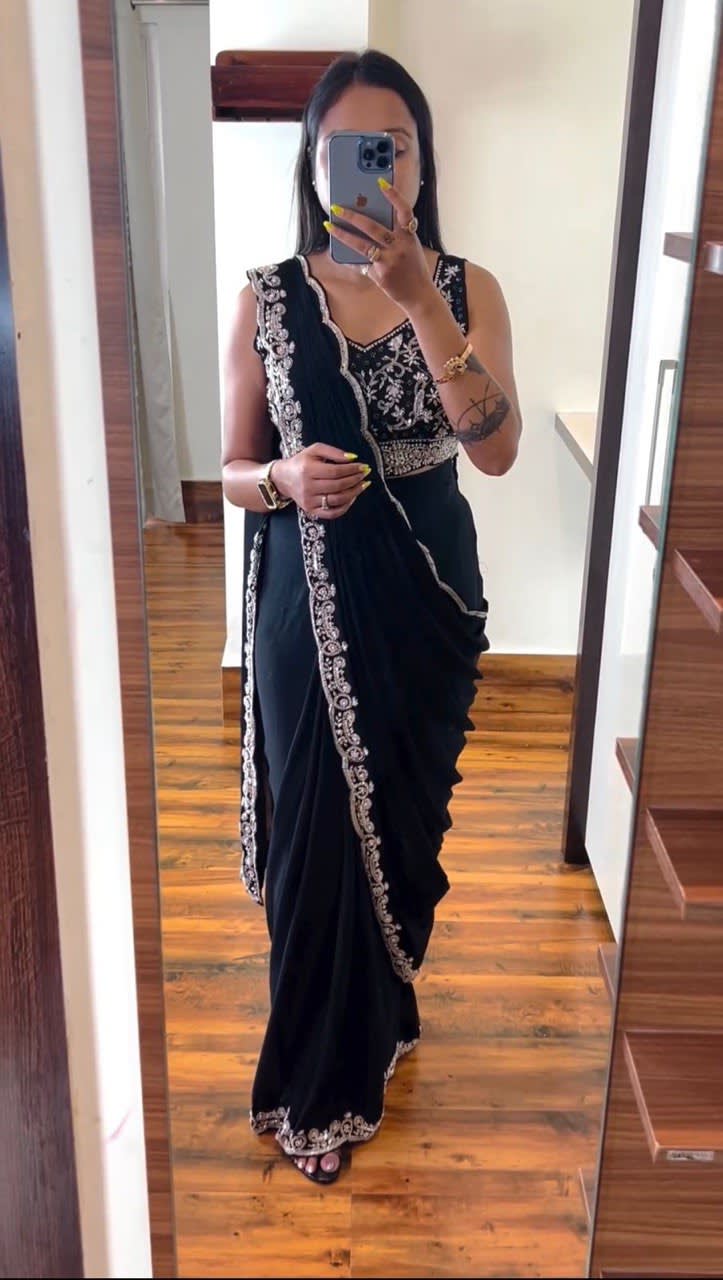 New Super Trending Ready-to-Wear Embroidery Saree - View 3
