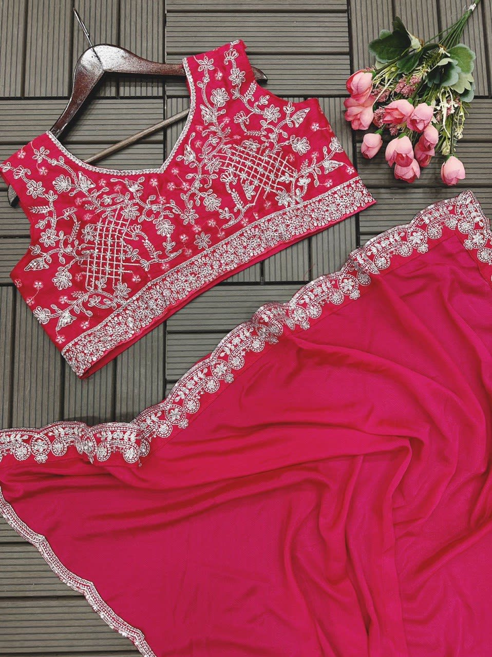 New Super Trending Ready-to-Wear Embroidery Saree - View 9