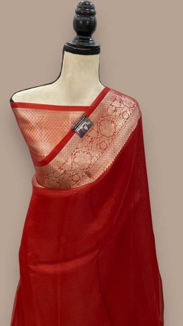 Banarasi Dyeable Kora Organza Pure Saree - View 3