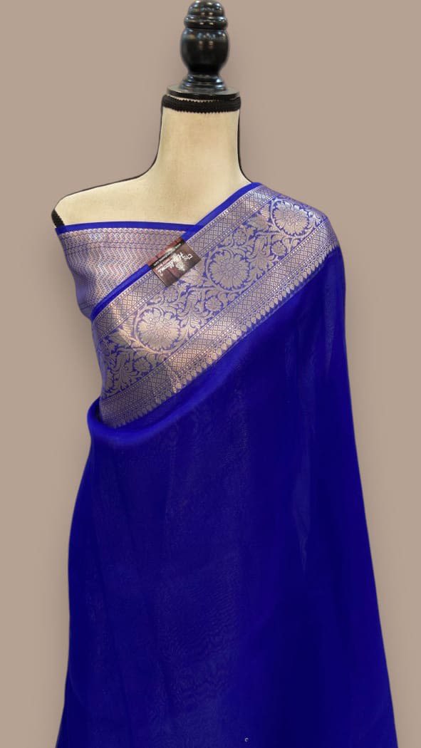Banarasi Dyeable Kora Organza Pure Saree - View 6