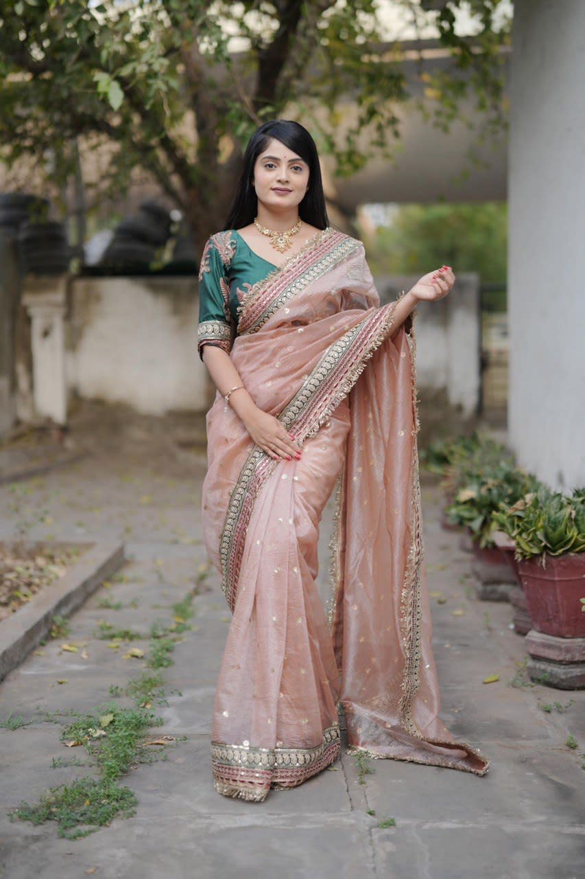 Adorable & Most Beautiful Designer Banarasi Crush Saree - View 5