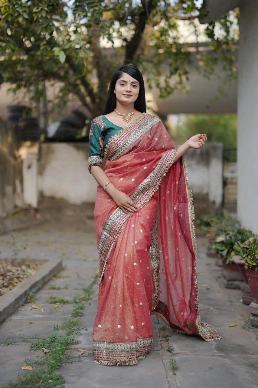 Adorable & Most Beautiful Designer Banarasi Crush Saree - View 7