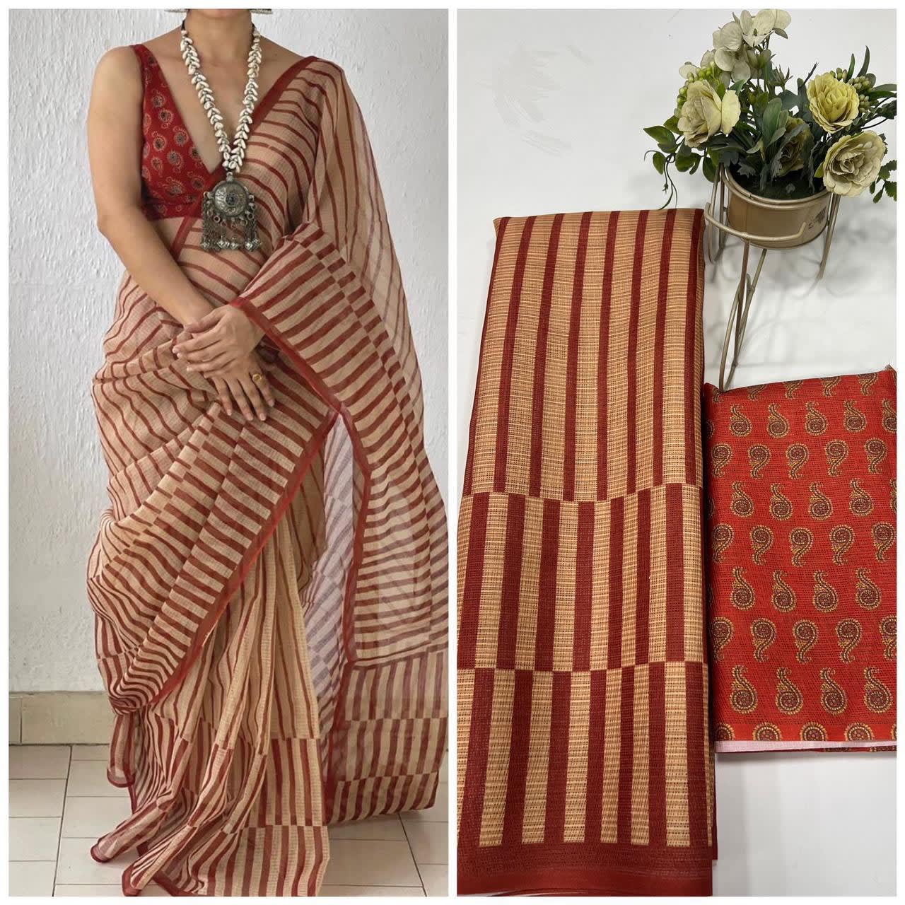 Bollywood Collection - Sanjana Soft Munga Kota Checks Saree - View 6