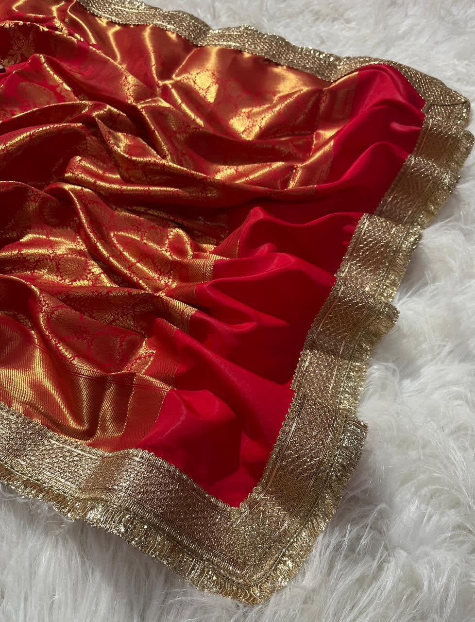 Banarasi Tapeta Soft Silk Saree - Premium Quality (Red) - Second View