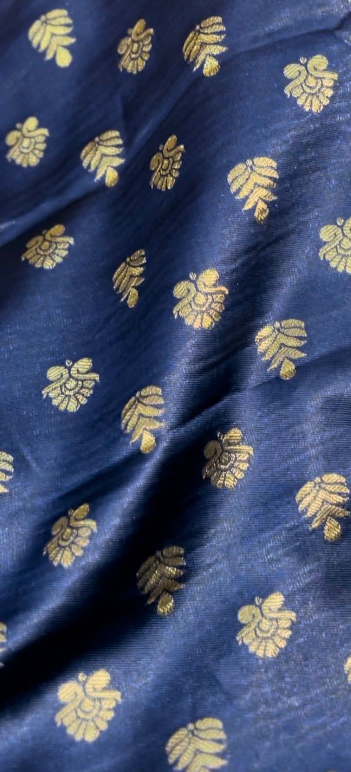 Emerald Navy Blue Kanjeevaram Silk Saree - Zari - View 5