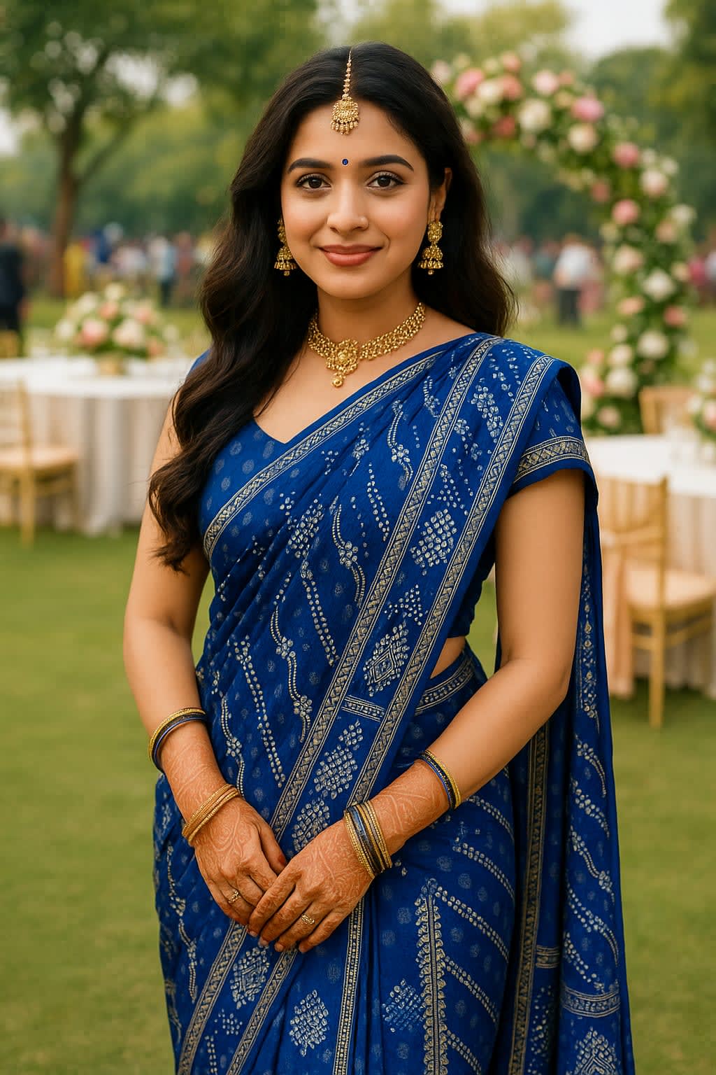 Radiant Blue Chiffon Printed Saree - View 4