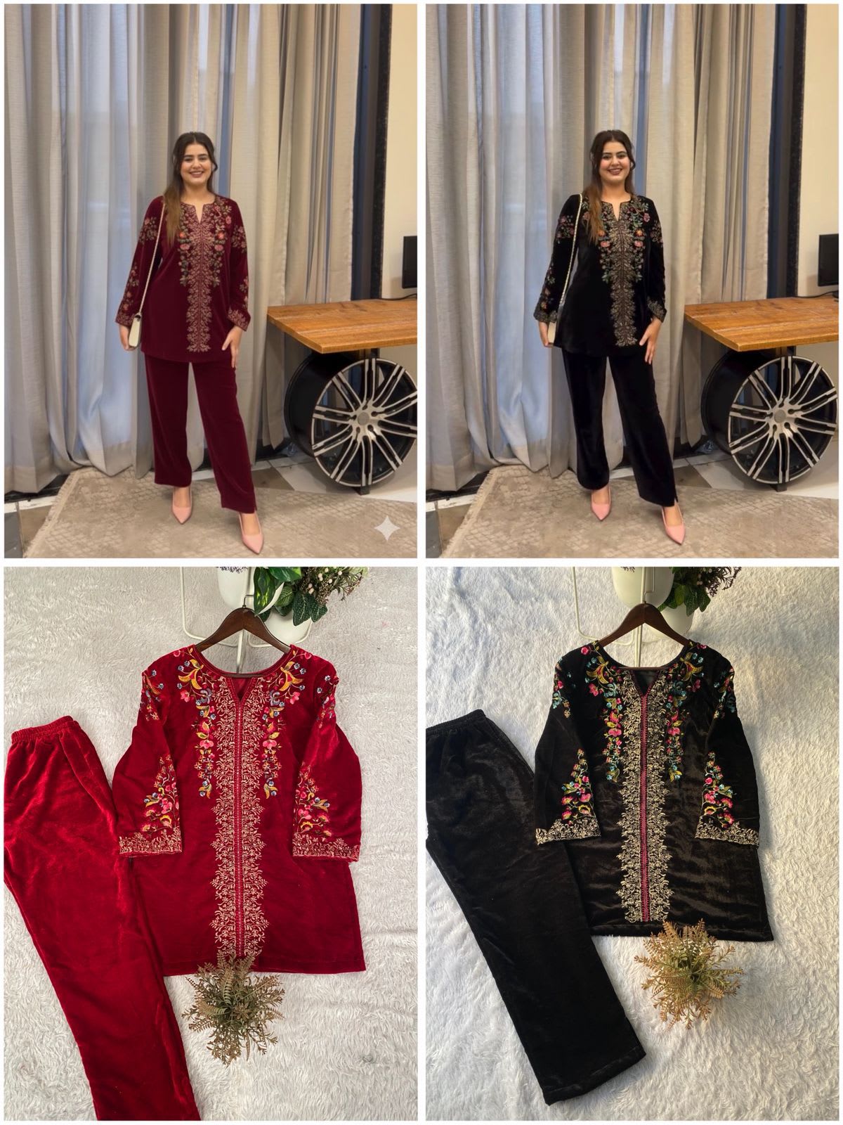 Winter Special Velvet Designer Co-Ord Set - Second View