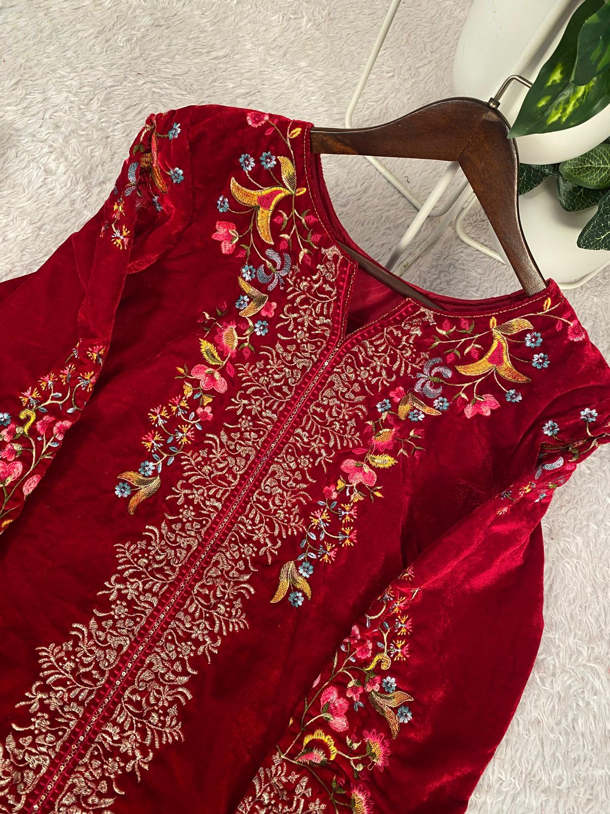 Winter Special Velvet Designer Co-Ord Set - View 4