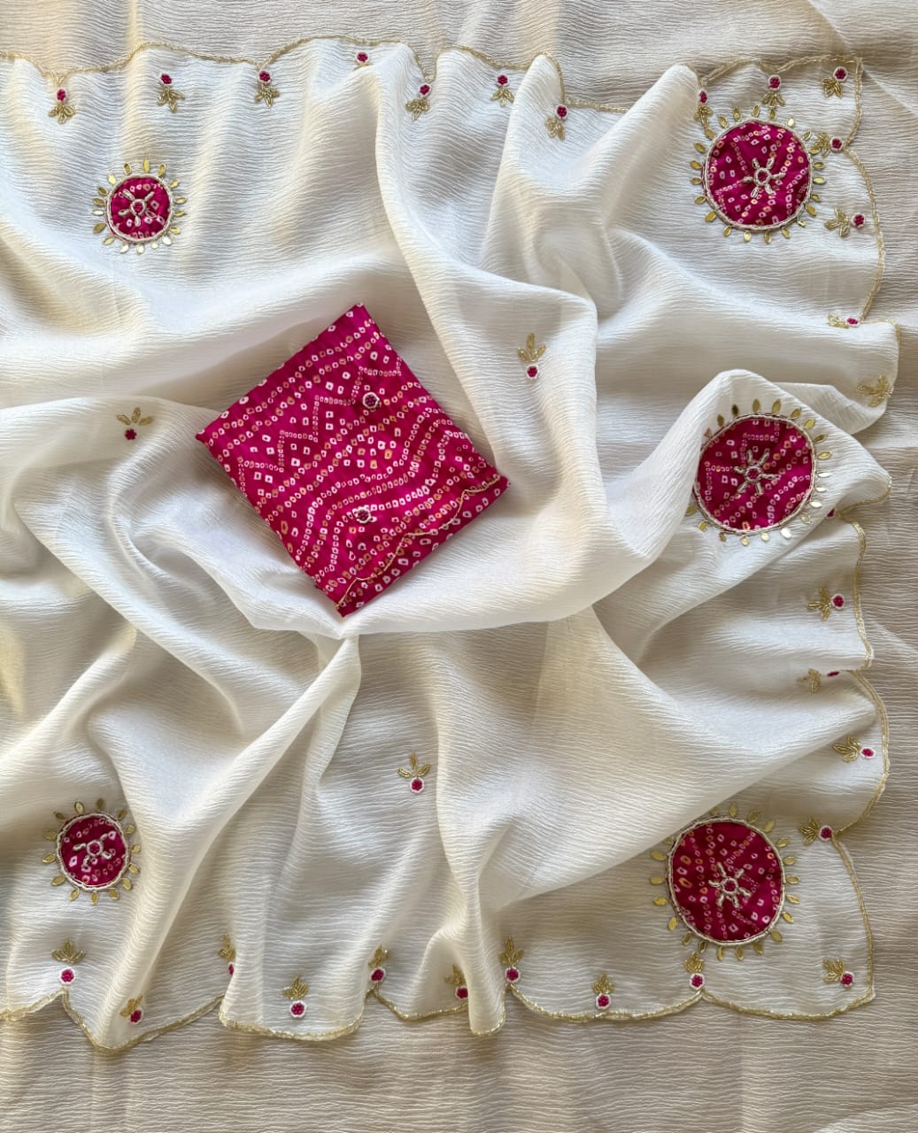 Pure Crush Georgette Chiffon Saree with Zardozi Handwork - View 5
