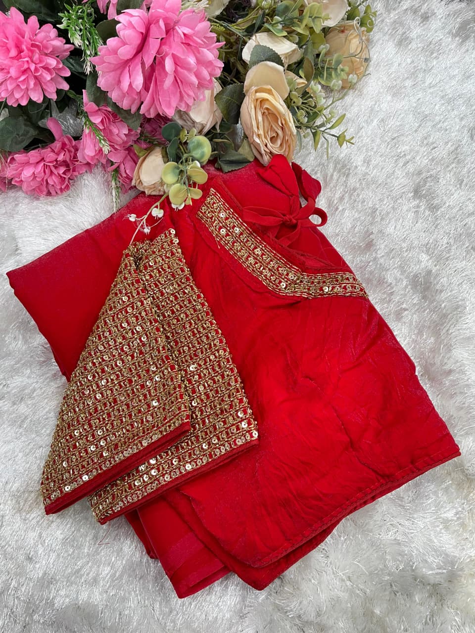 Soft & Elegant Space Silk Saree with Hand-Embroidered Blouse - View 3