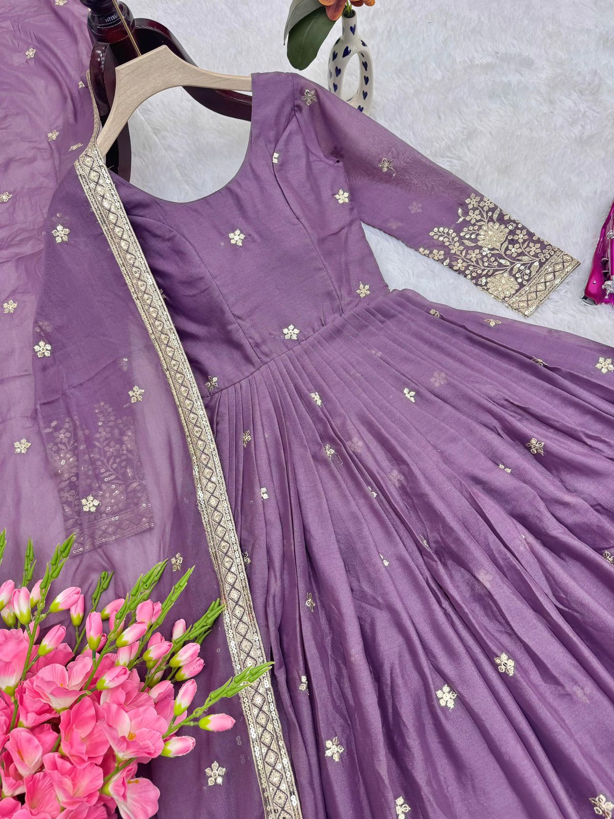 Designer Embroidered Gown with Dupatta - View 5
