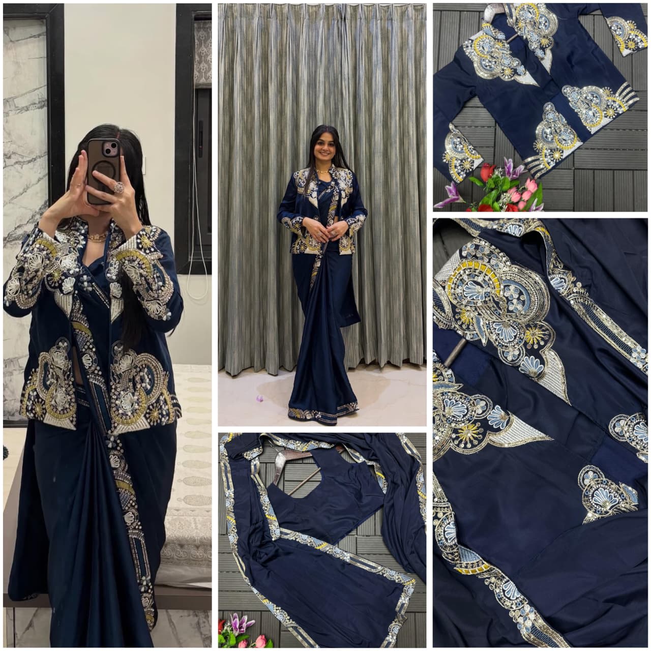 New Super Trending Ready-to-Wear Saree with Embroidered Koti