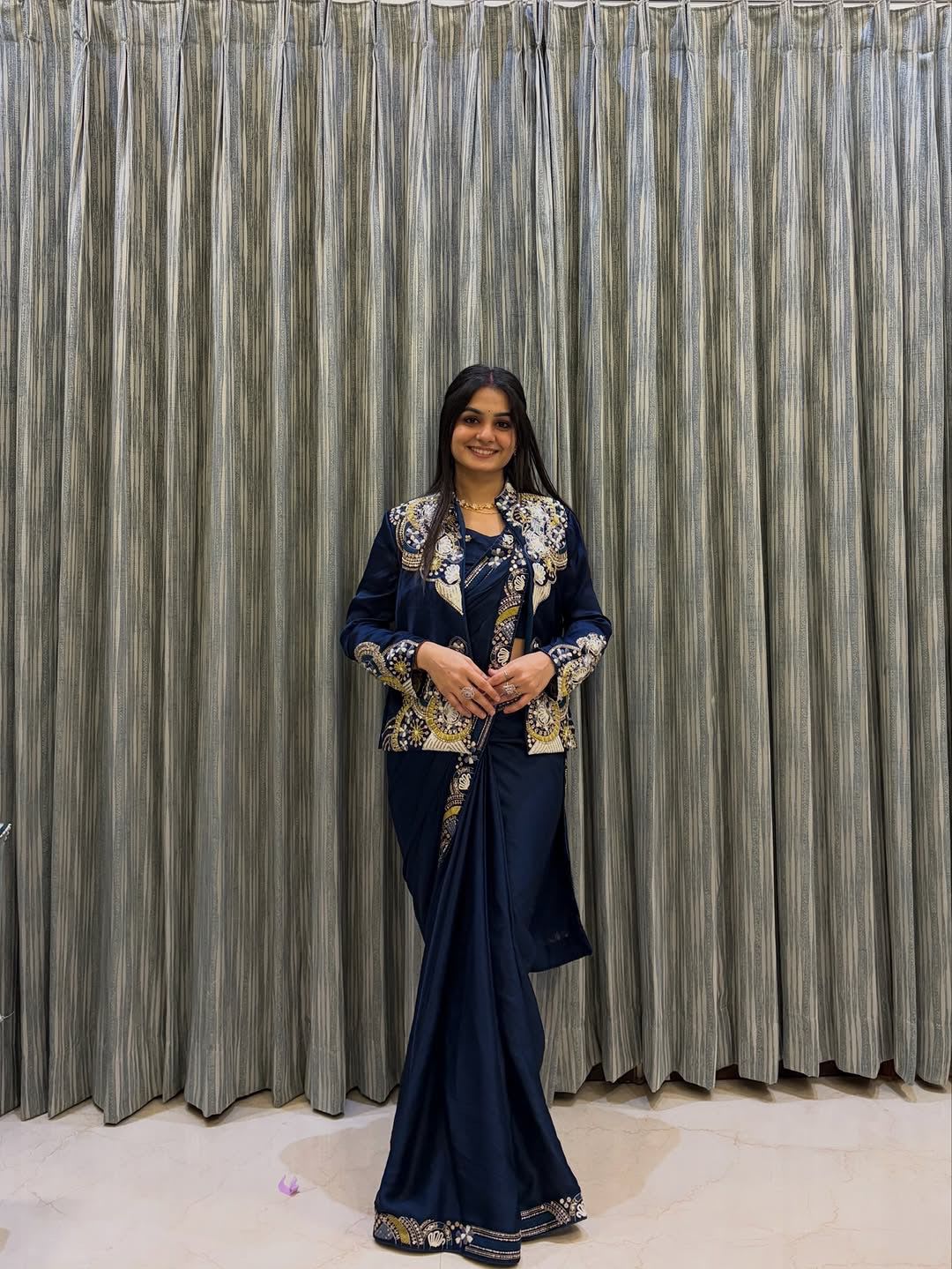 New Super Trending Ready-to-Wear Saree with Embroidered Koti - View 3