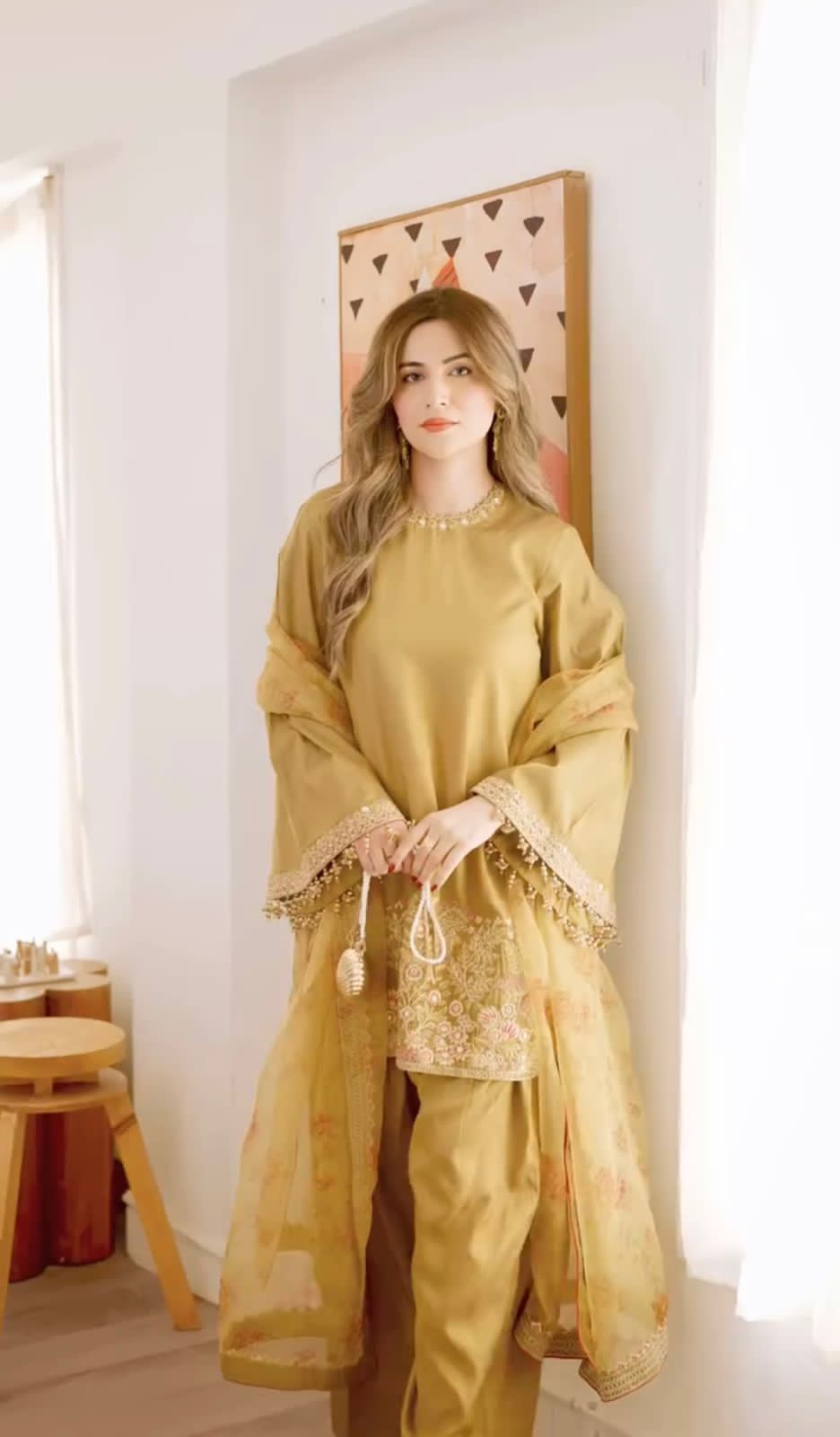 New Designer Collection – French Crepe Silk Top, Farshi Pant & Dupatta Set - View 7