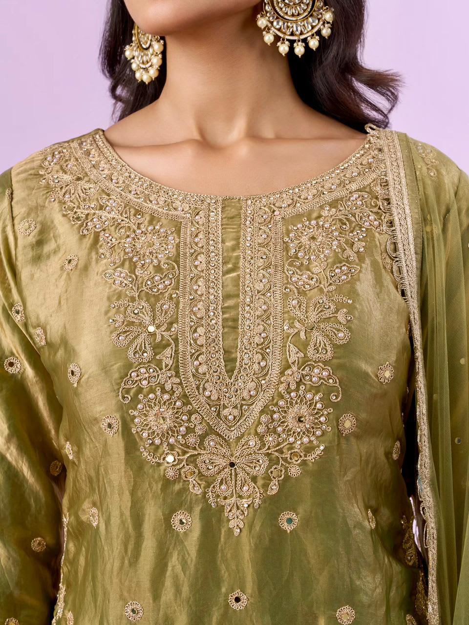 New Designer Party Top, Palazzo & Dupatta Set - View 4