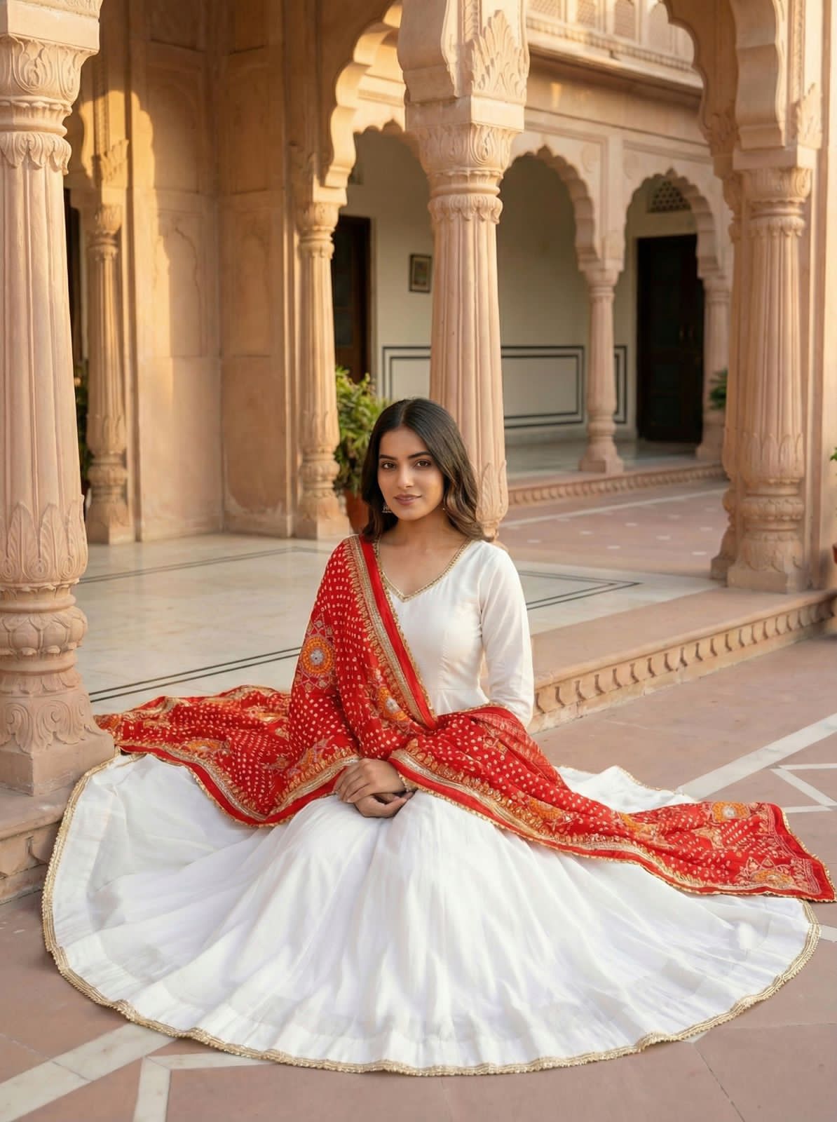 Designer Roman Silk Gown Set with Dupatta - Second View