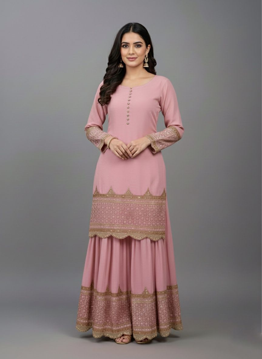 DN-250 – Elegant Embroidered Sequin Designer Sharara Set - View 4