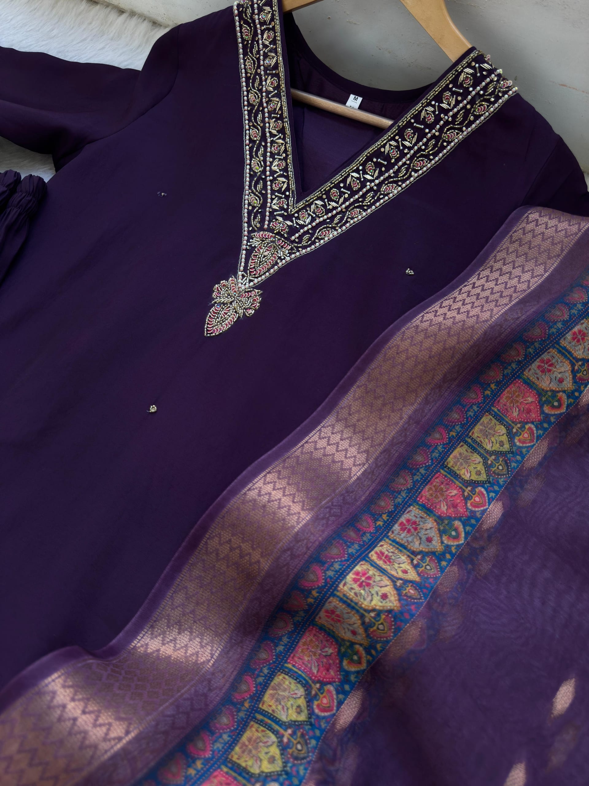 Designer Kurti Pant Dupatta 3-Piece Set - View 4