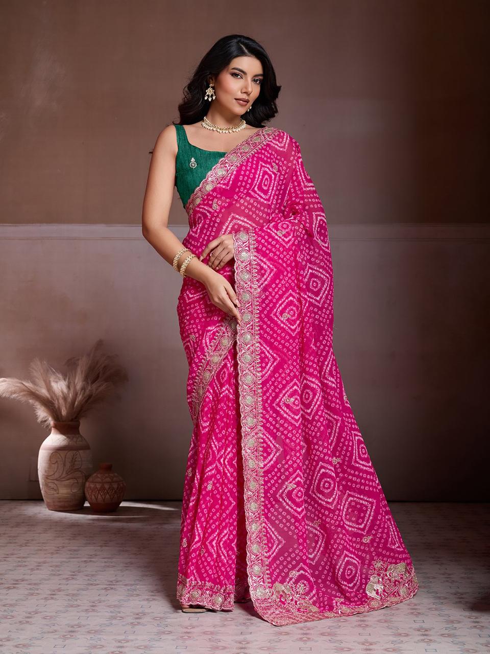 Bandhej Wedding Wear Saree - View 4