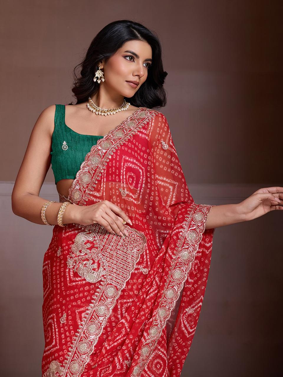 Bandhej Wedding Wear Saree - View 4