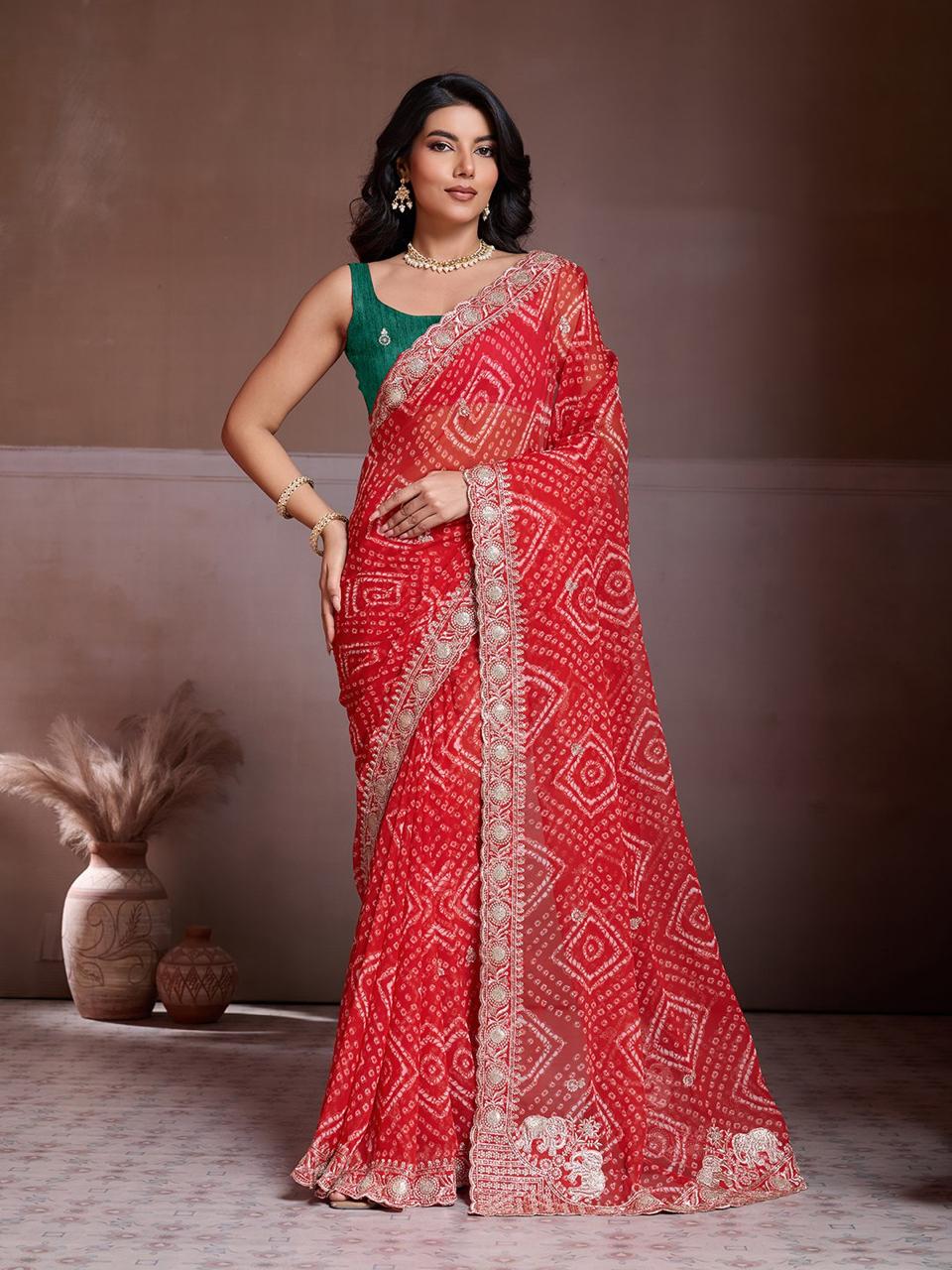 Bandhej Wedding Wear Saree - View 5