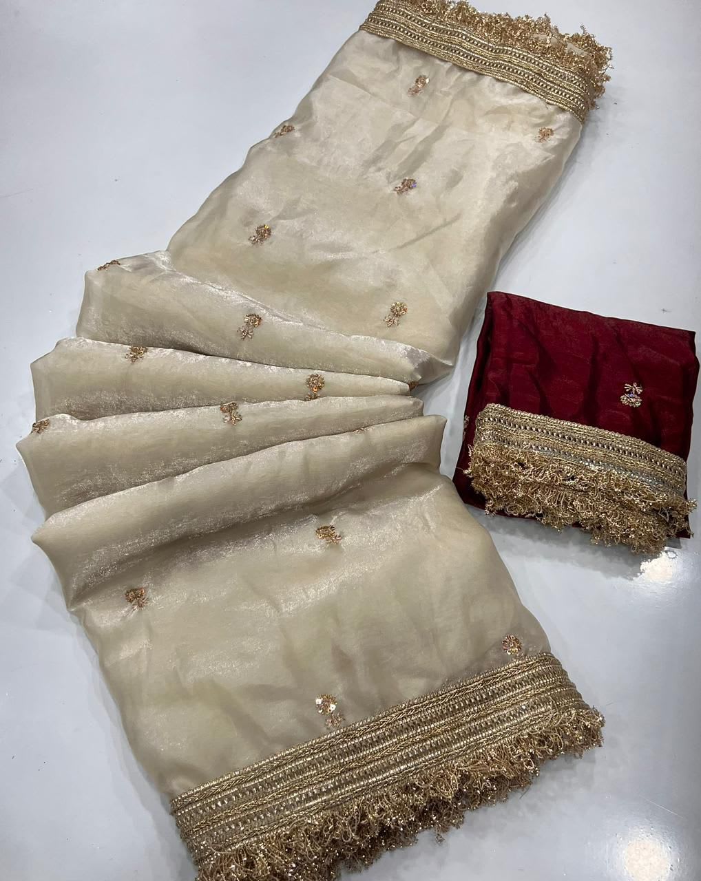 Designer Space Satin Saree - View 3