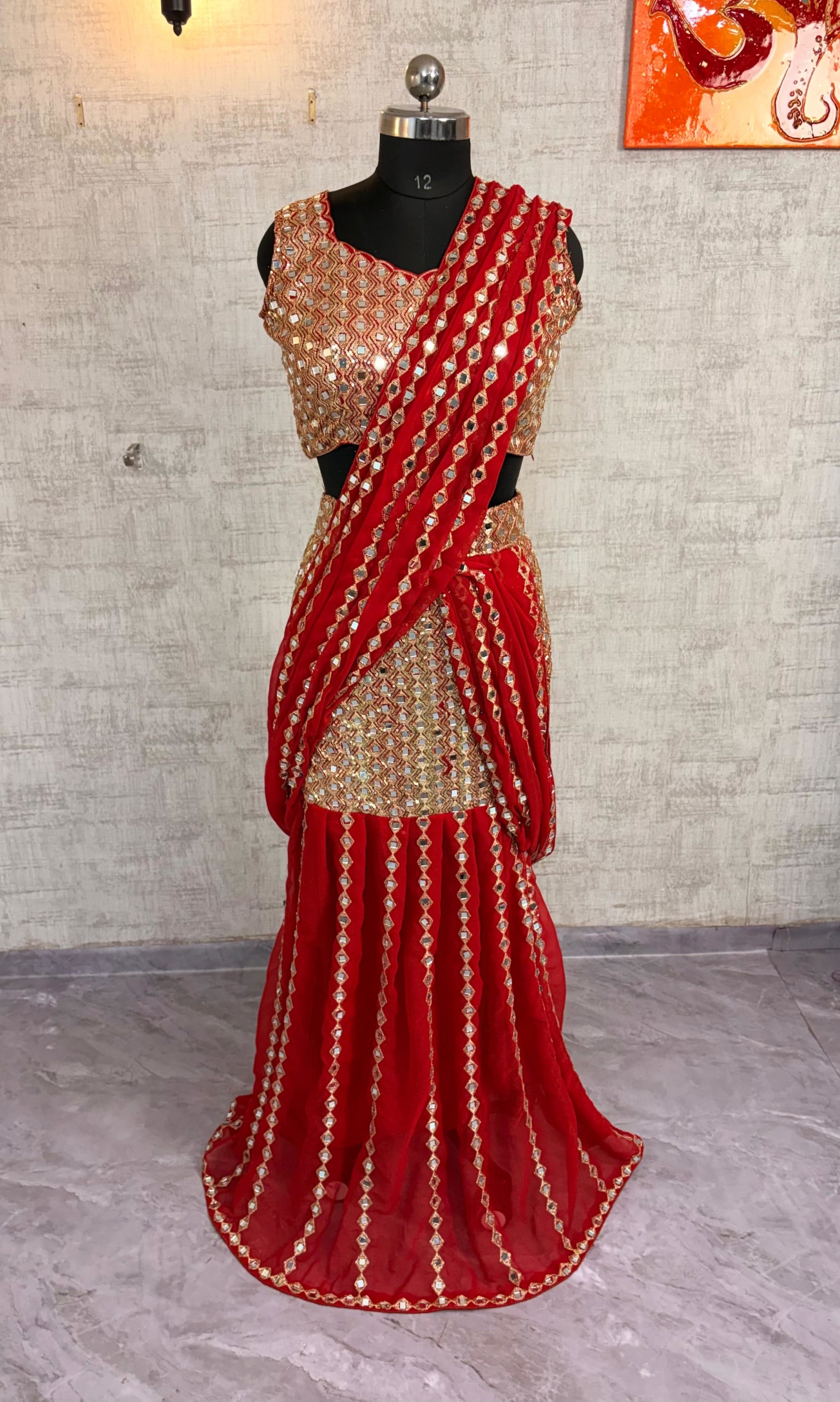Ready-to-Wear Mirror Work Saree - View 5
