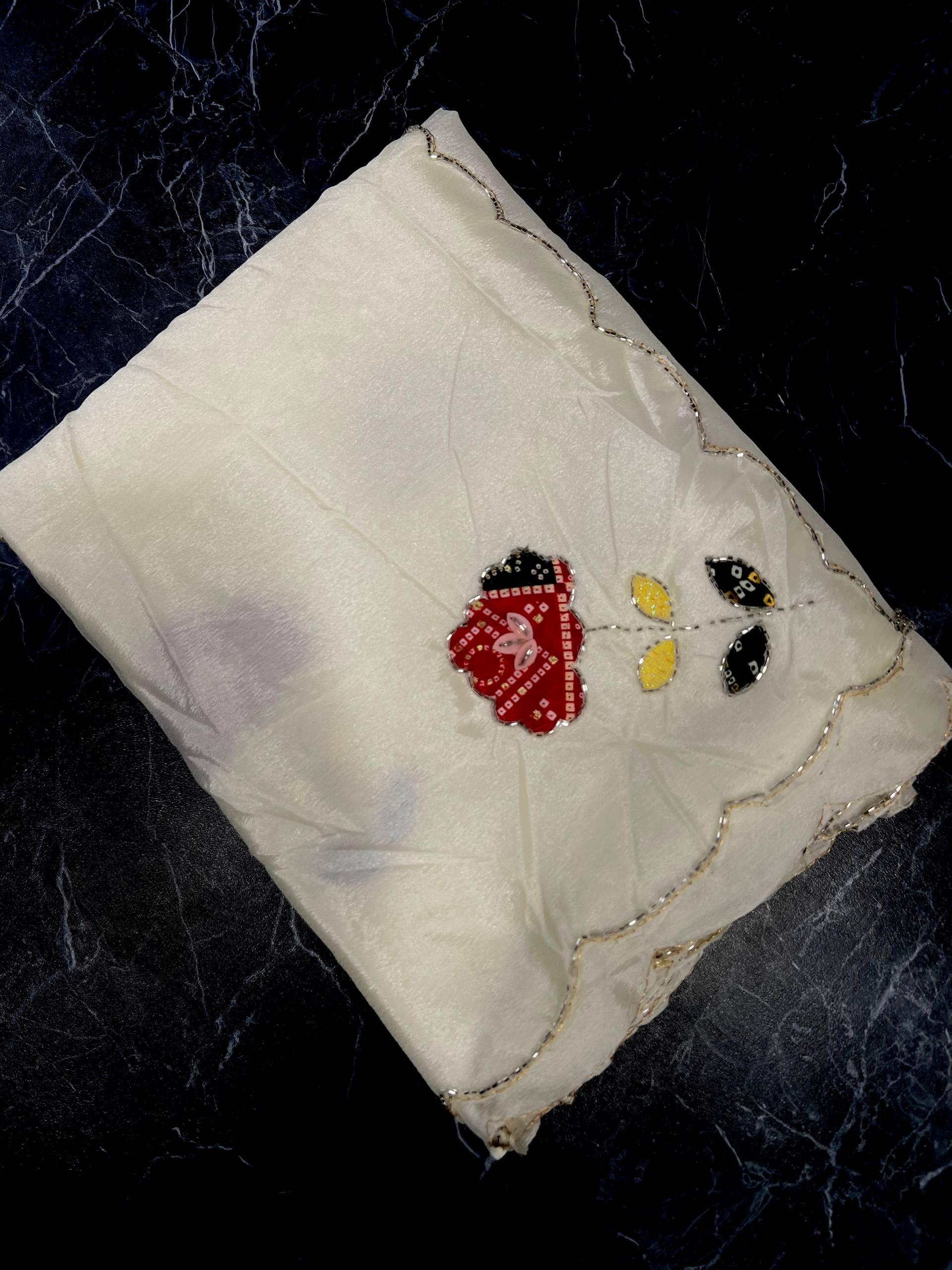 Designer Chinon Silk Saree – Handwork Collection - View 3