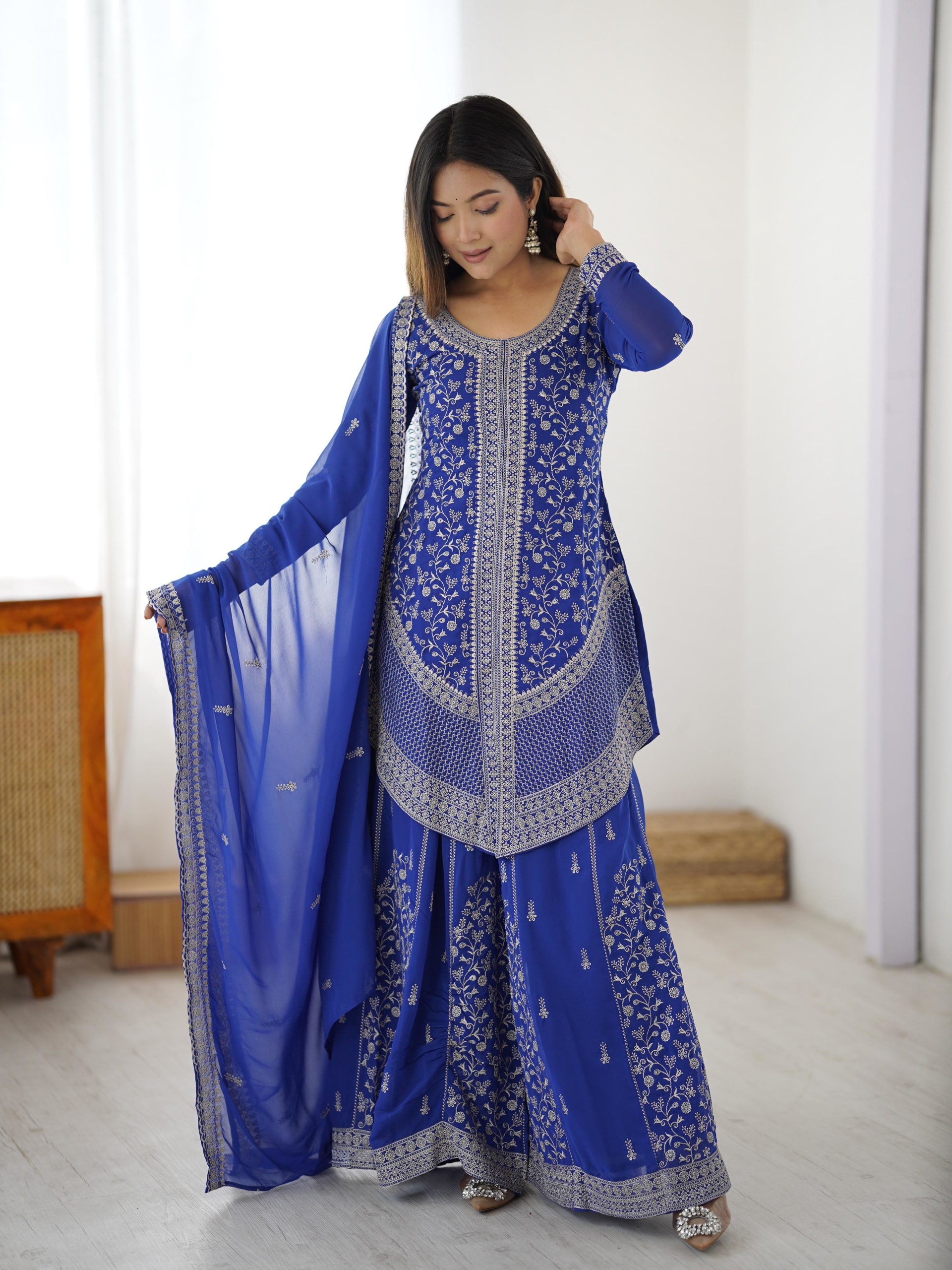 Premium Designer Top Plazo Set