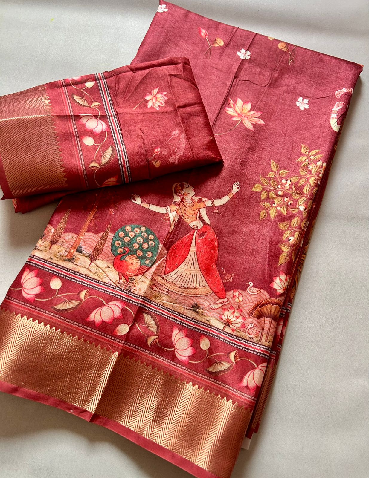 Soft Dola Silk Kalamkari Print Saree - View 3