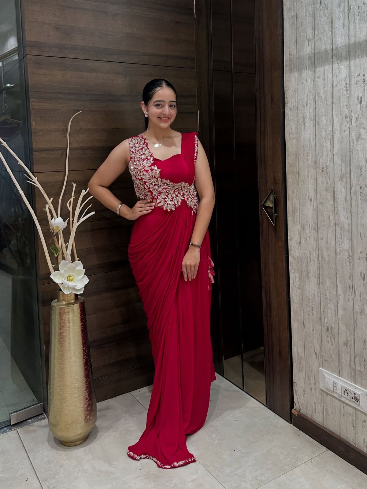 Super Trending Embroidery Cording Ready-to-Wear Saree