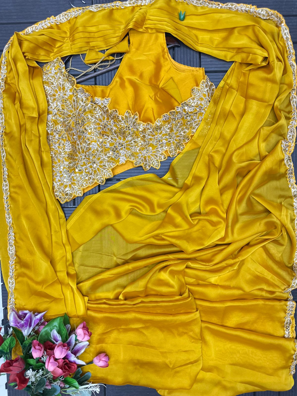 Super Trending Embroidery Cording Ready-to-Wear Saree - View 3