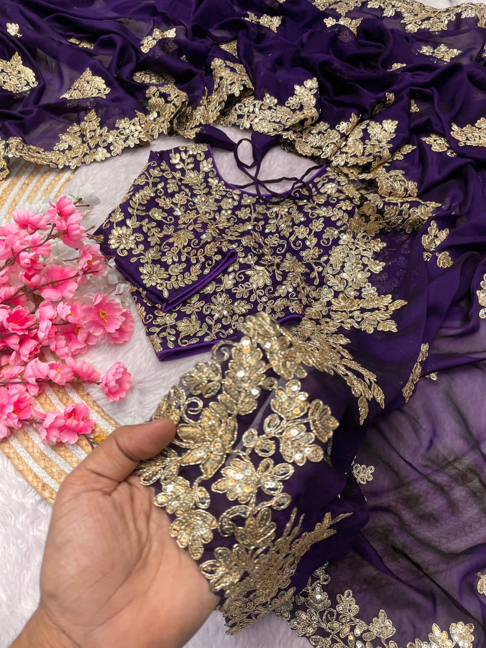 Trending Designer Saree with Stitched Blouse - View 6