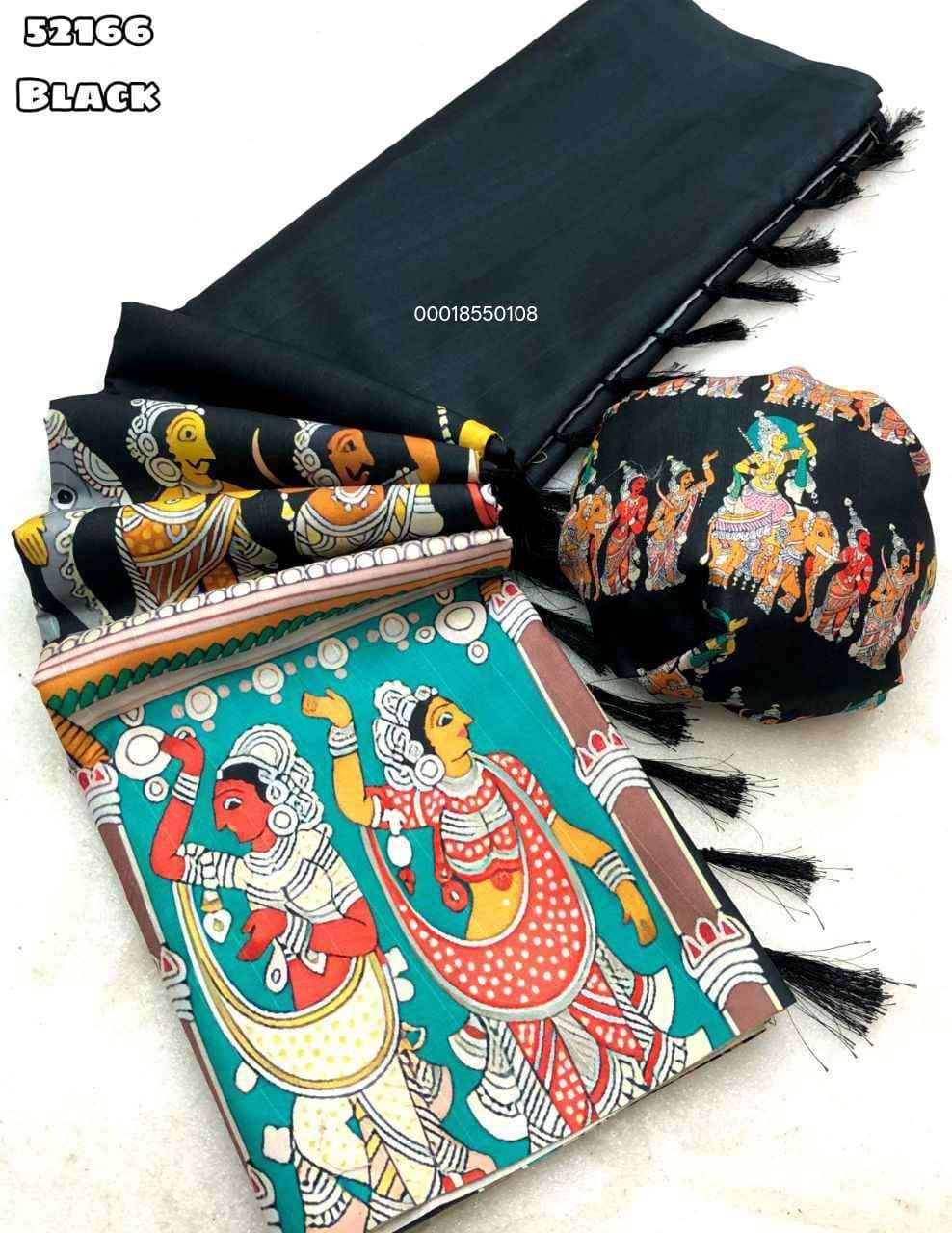 Handloom Tussar Silk Kalamkari Digital Print Saree – Artistic Collection - View 3