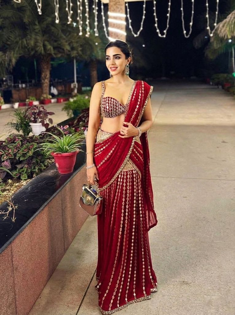 Ready-to-Wear Mirror Work Saree - Georgette Saree