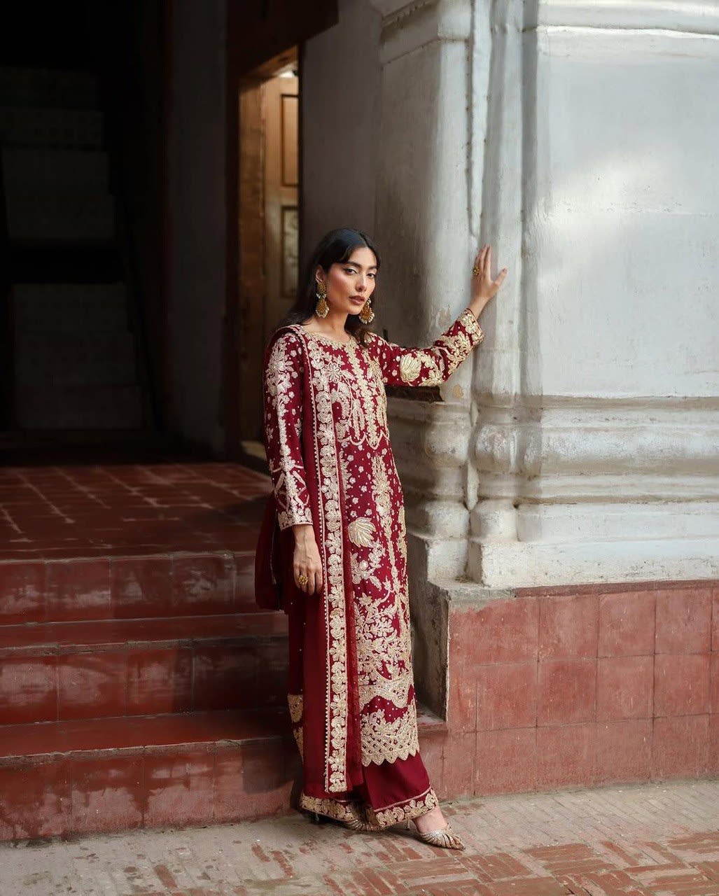 Elegant Embroidered Sequence Designer Suit - Three Piece Set 2 - View 3