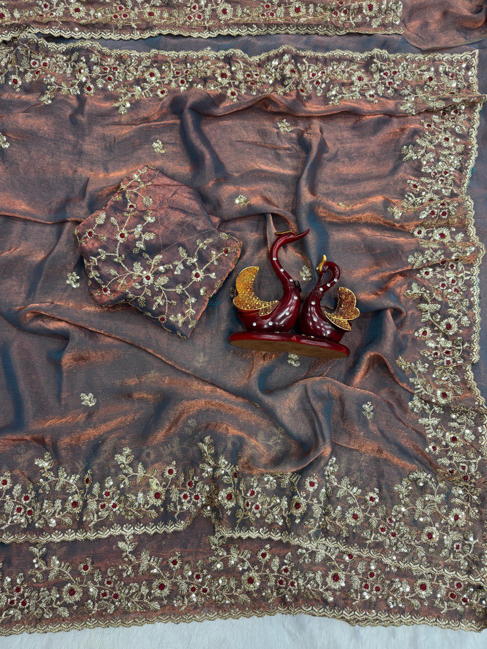 Fandy Chiffon Sequins Embroidered Saree - View 9