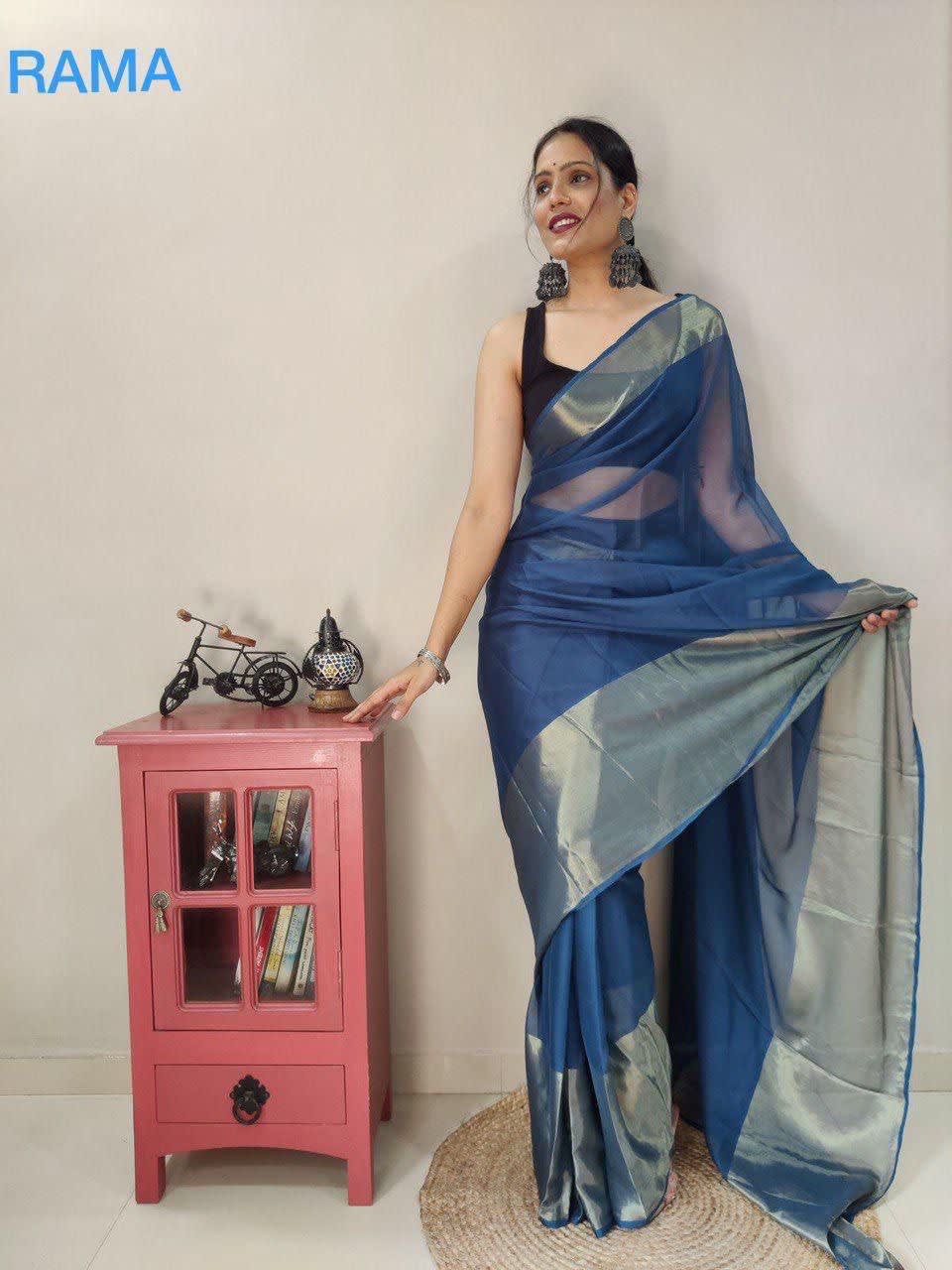 A Launching the Most Beautiful 1-Min Ready-to-Wear Saree - With Our Real Model Shoot